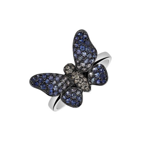 Prsteň s diamantmi a zafírmi Glamorous Butterfly