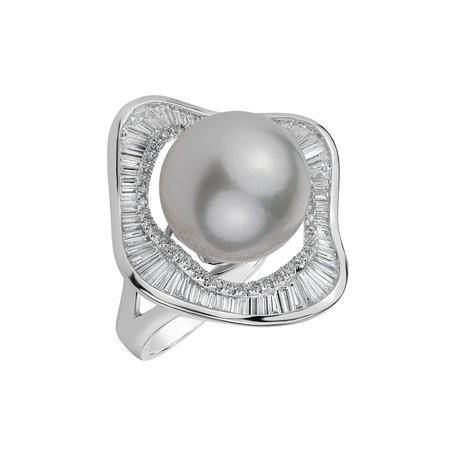 Prsteň s perlou a diamantmi Pearl Galaxy