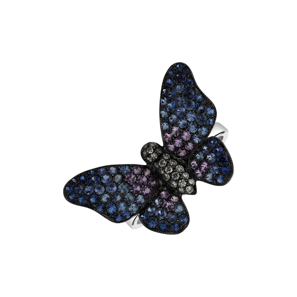 Prsteň s diamantmi a zafírmi Splendid Butterfly