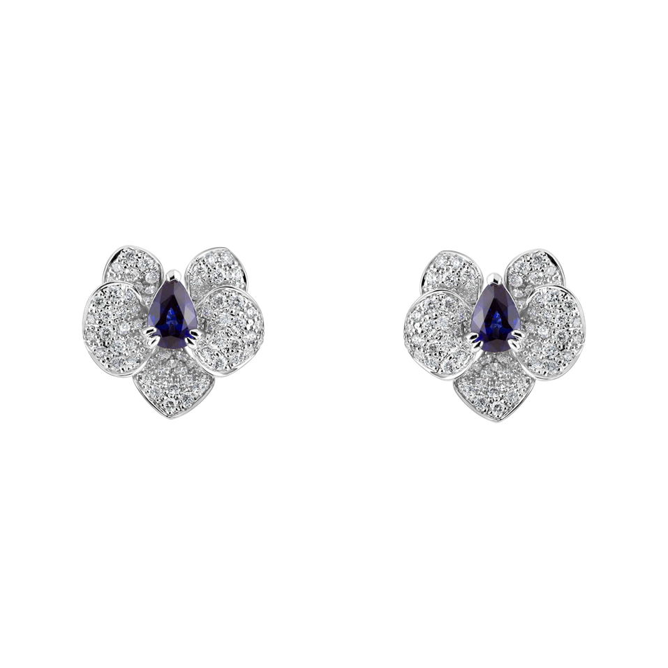 Náušnice s zafírom a diamantmi Sapphire Orchid