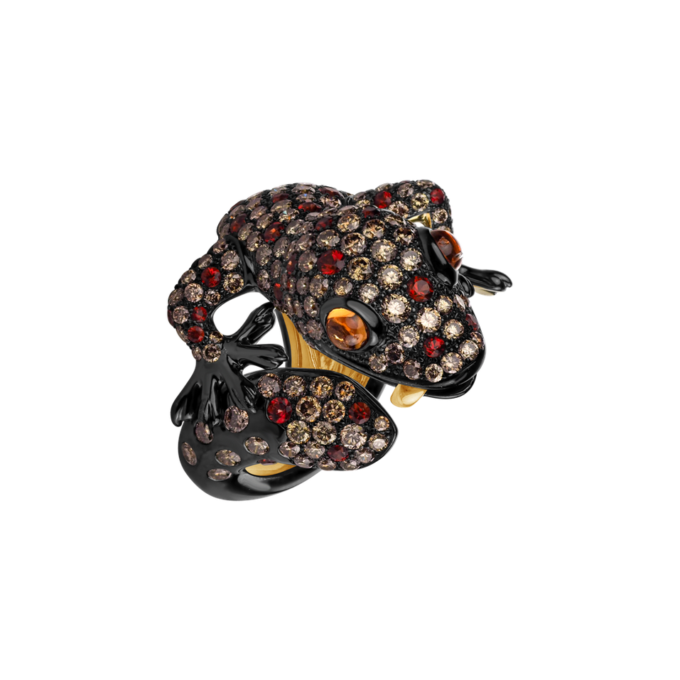Prsteň s hnedými diamantmi a zafírmi Miracle Gecko
