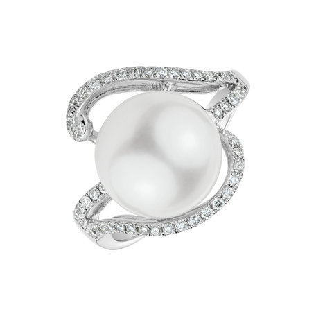 Prsteň s perlou a diamantmi Pearl Charm
