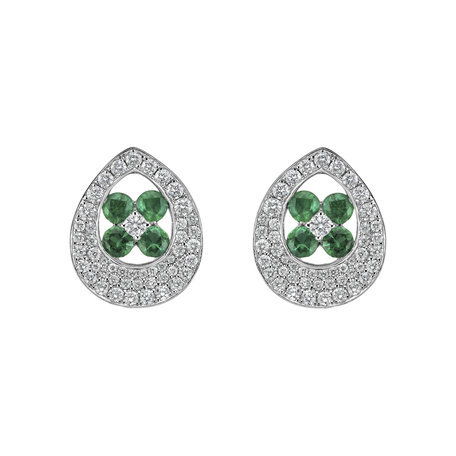 Náušnice s diamantmi a smaragdmi Nobl Charm