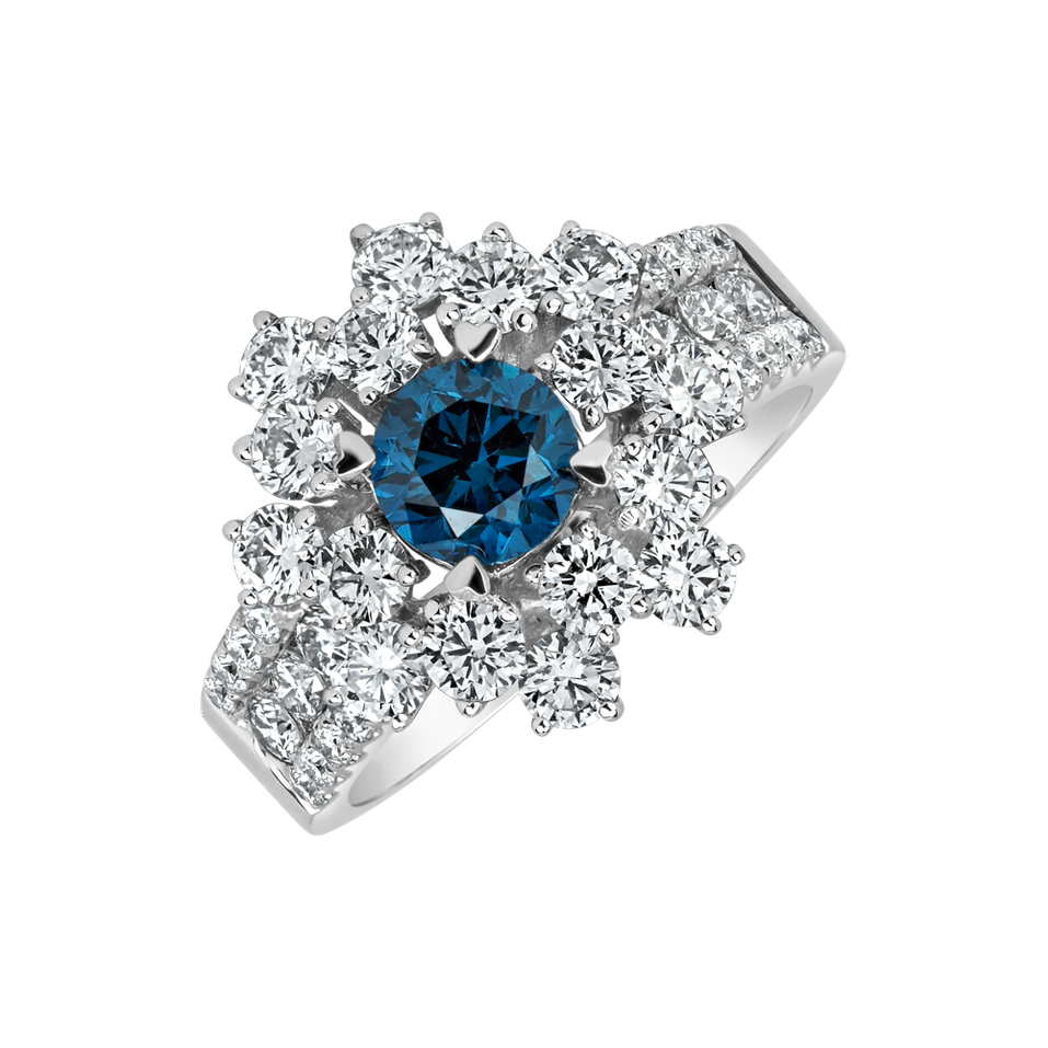 Prsteň s modrým diamantom a bielymi diamantmi Eye of Luxury