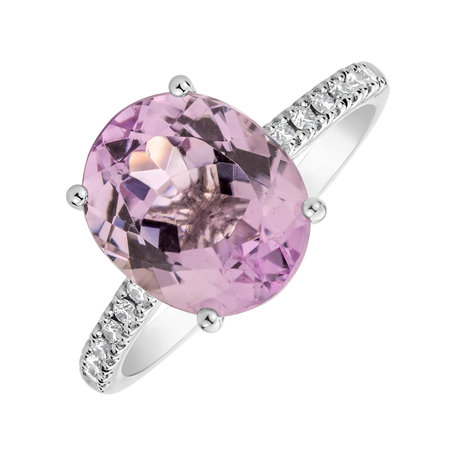 Prsteň s kunzitom a diamantmi Purple Glory