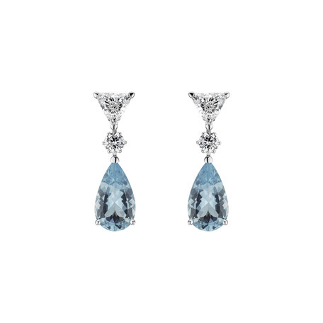 Náušnice s akvamarínom a diamantmi Aquamarine Tears