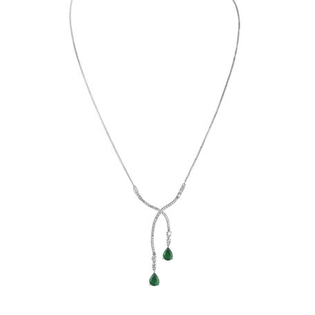 Náhrdelník s diamantmi a smaragdmi Emerald Tear