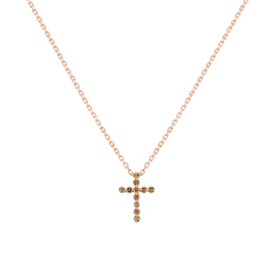 Přívěsok s hnedými diamantmi Luxury Cross