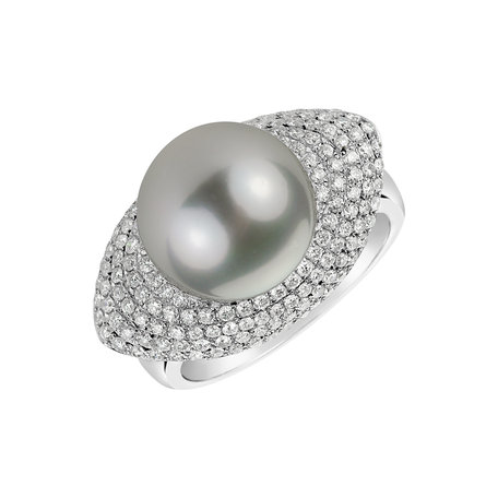 Prsteň s perlou a diamantmi Aprilli