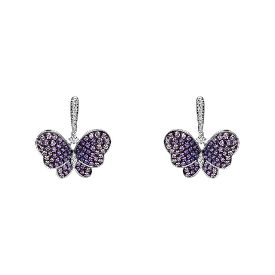 Náušnice so zafírmi a diamantmi Sapphire Butterfly