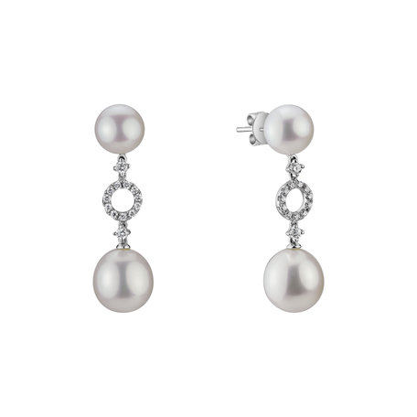 Náušnice s perlou a diamantmi Zarina Pearls