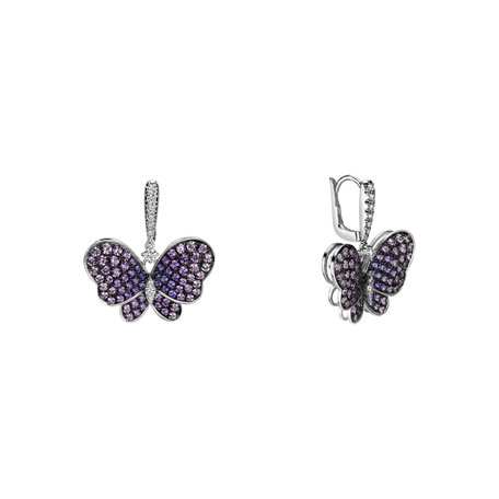 Náušnice so zafírmi a diamantmi Sapphire Butterfly
