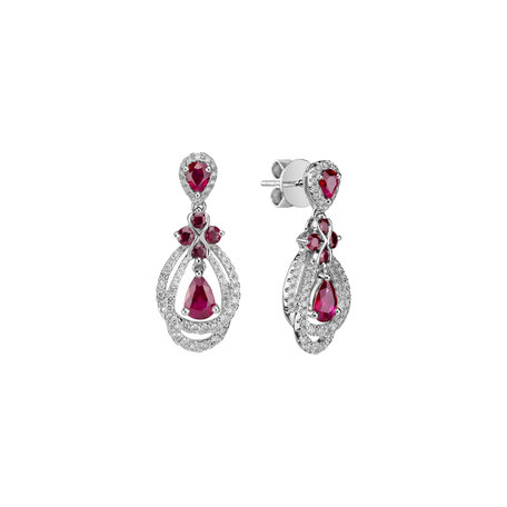 Náušnice s diamantmi a rubínmi Ruby Chandelier