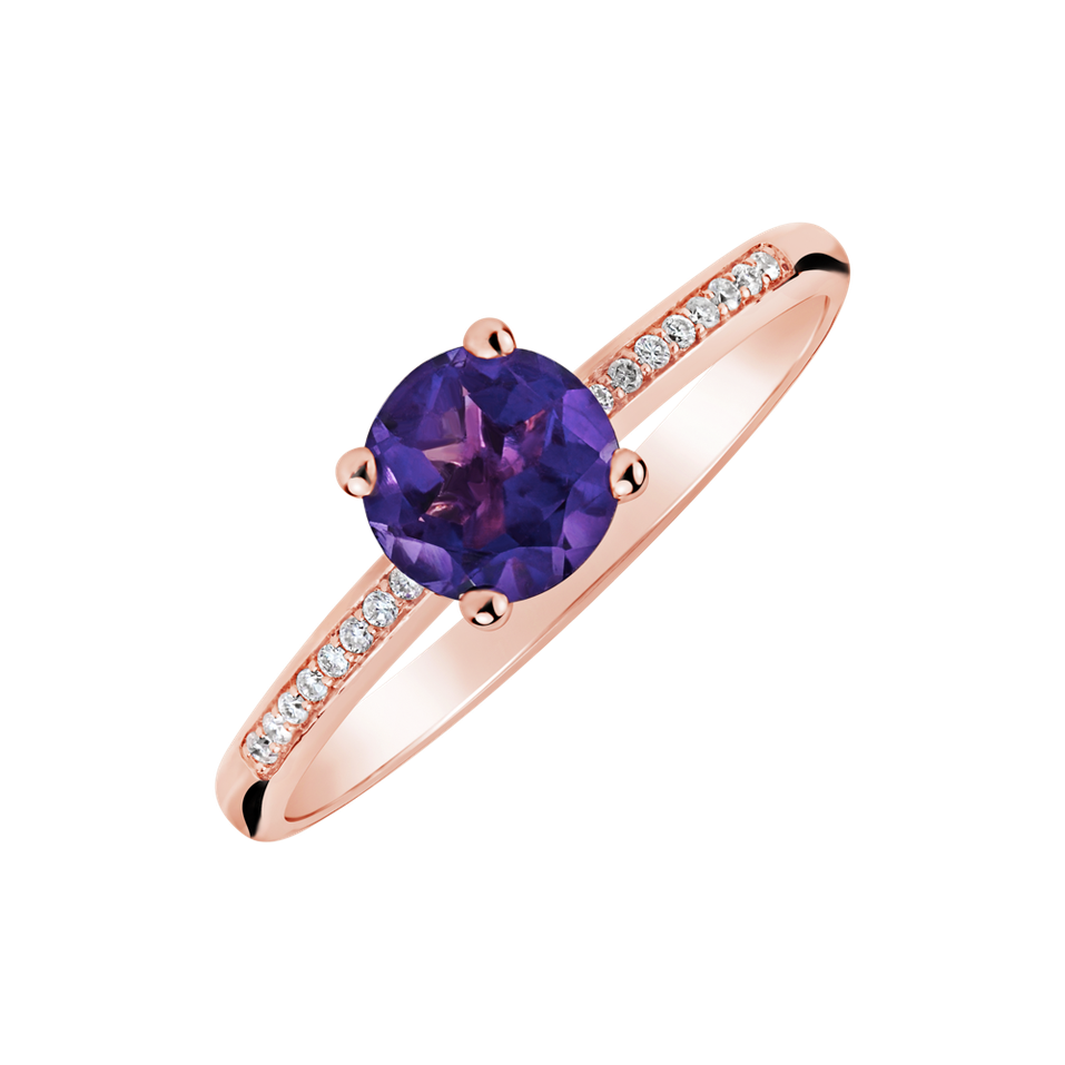 Prsteň s ametystom a diamantmi Violet Velvet