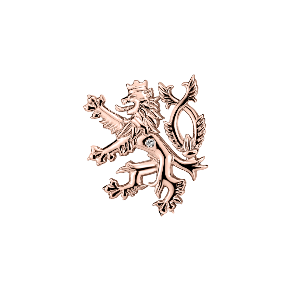 Brošňa s diamantom Heraldic Lion