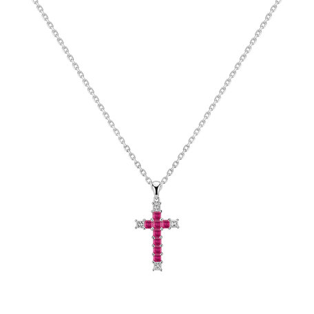 Přívěsok s rubínom a diamantmi Faithful Cross